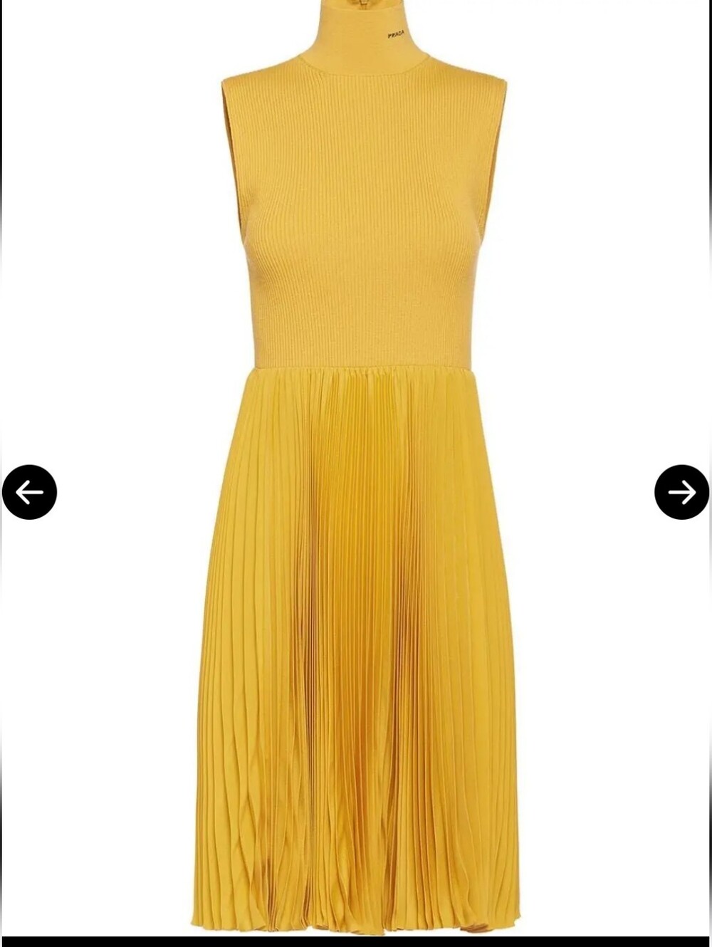 PRADA Ribbed-Knit Pleated Short Dress YELLOW SZ 38 $2130 Italy - Picture 4 of 7